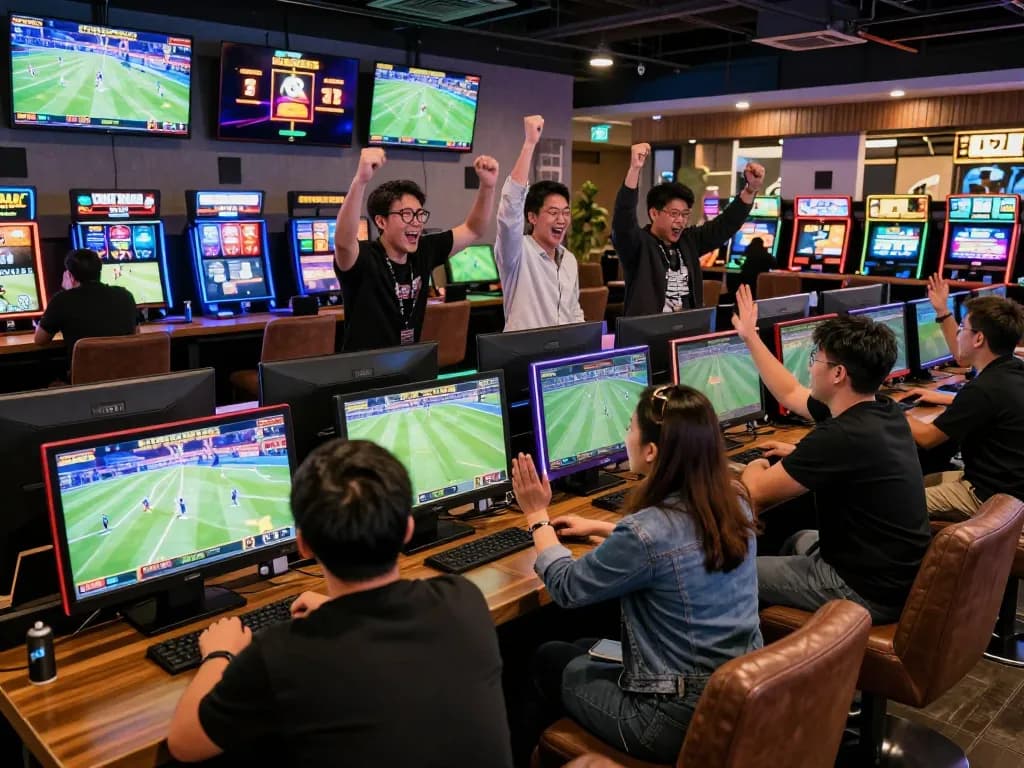 Excited bettors engage in live sports action at 8xbet screening multiple games.