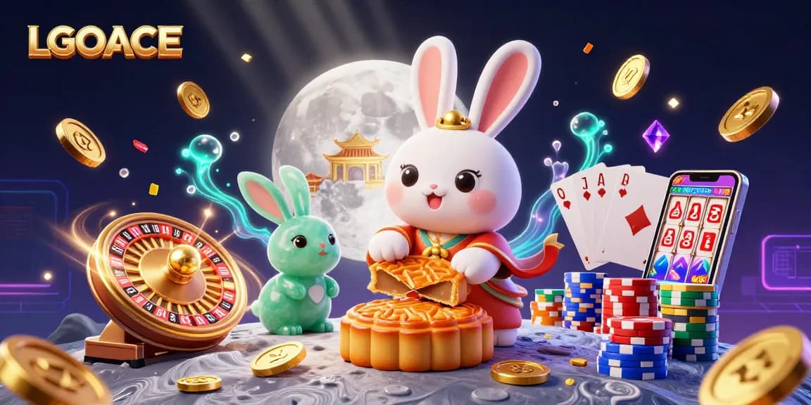 LGOACE offers an exciting gambling experience with colorful poker chips and dynamic moon-themed gaming elements.