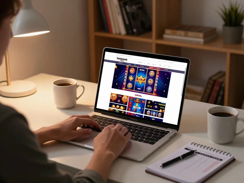Player engaged in action on a white label casino platform, showcasing vibrant games and cozy home atmosphere