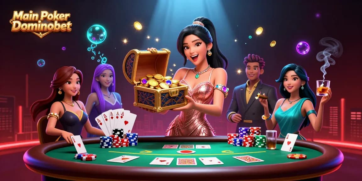 Main Poker Dominobet inviting players to join a dynamic poker experience with vibrant visuals and action.