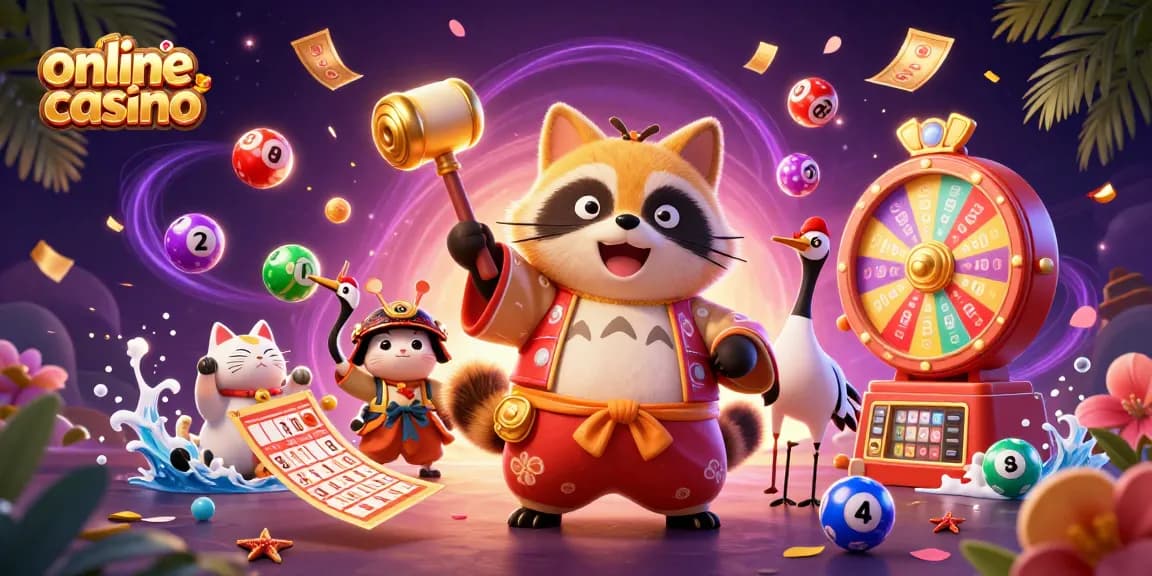 Experience thrilling moments at the online casino with joyful characters and colorful game elements.