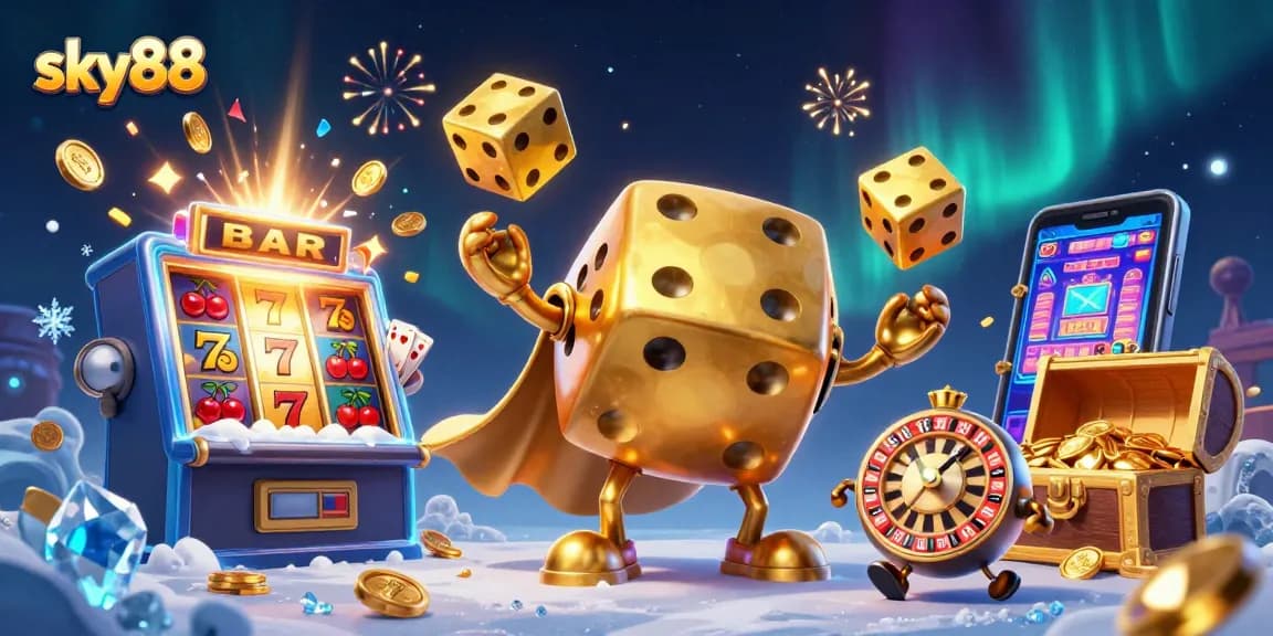 Engage with the sky88 gambling experience featuring a vibrant 3D casino character scene.