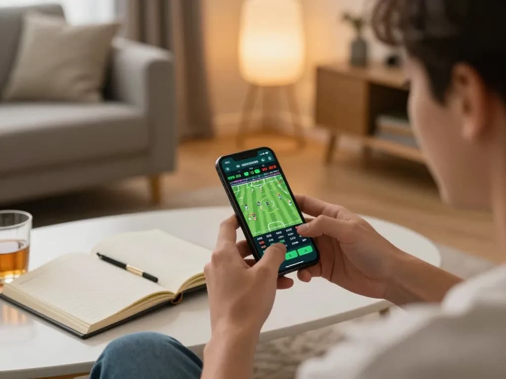Bong88 user engaging with the sports betting app, showcasing intuitive interface and excitement.