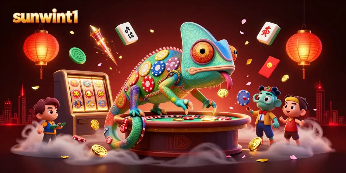 Experience the thrill at sunwint1 with vibrant 3D casino characters amidst dynamic gaming elements.