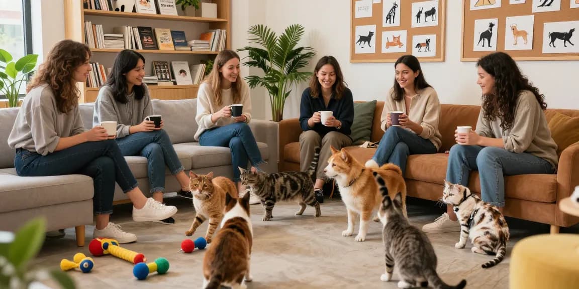 Engaging community gathering on rokok 88 focused on pet care and sharing.