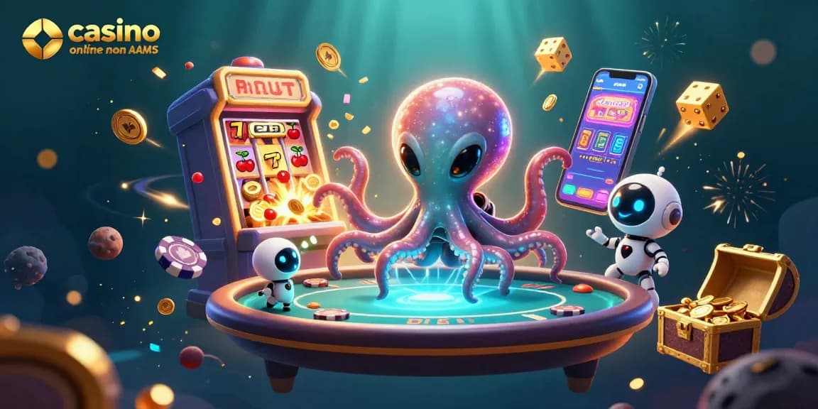 Giocando nei casinò online non AAMS con un polpo alieno e un robot tra slot machine e premi esplosivi.