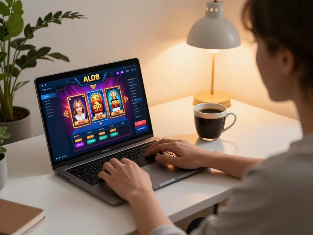 Engaging moment of a player using ALO8 for online betting with poker interface displayed