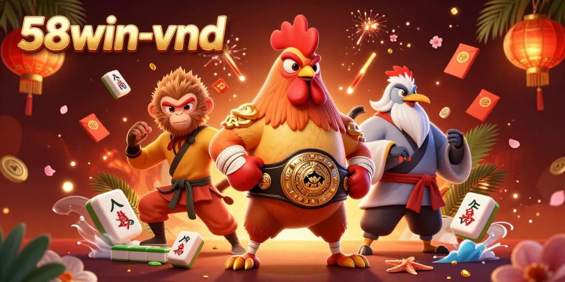 Engage with exciting wins at 58win-vnd's vibrant casino illustration featuring epic characters.