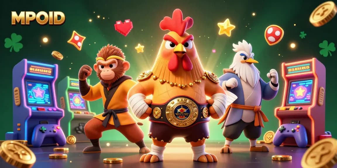 MPOID ignites excitement in a 3D gaming scene with vibrant characters and dynamic casino elements.