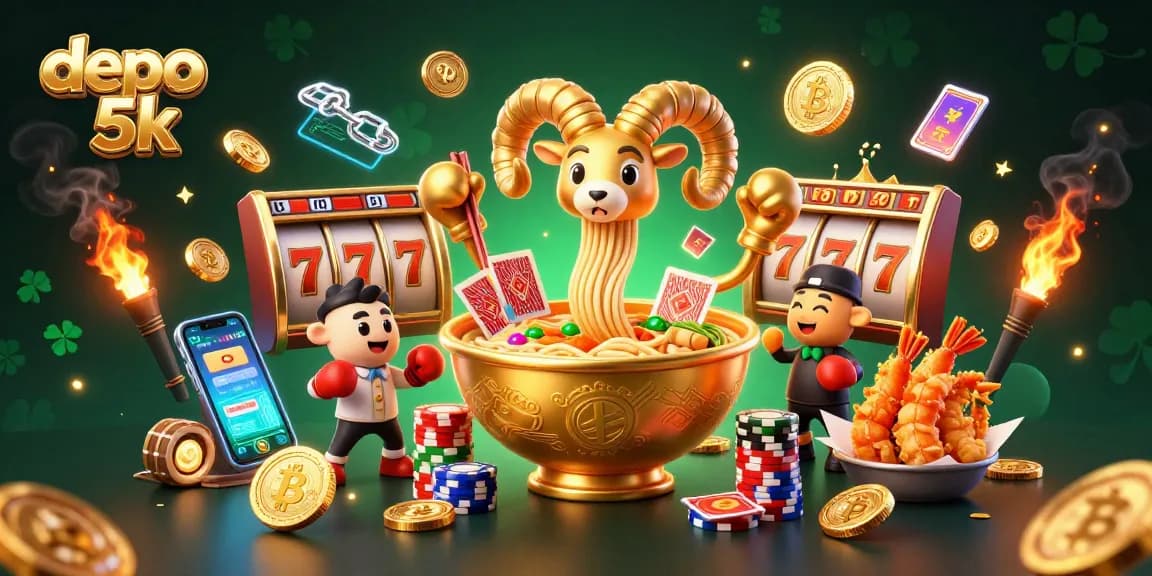 Engage with the fun of depo 5k casino slots, highlighted by dynamic character illustrations.