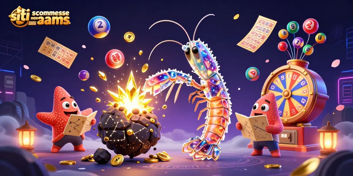 Scommetti sui siti scommesse non AAMS con colorate palline lotteria e premi scintillanti.
