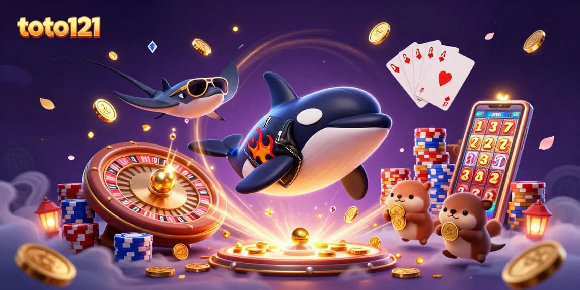 Toto121 menghadirkan hiburan kasino online dengan orca, stingray, dan berang-berang yang mengejar keberuntungan.