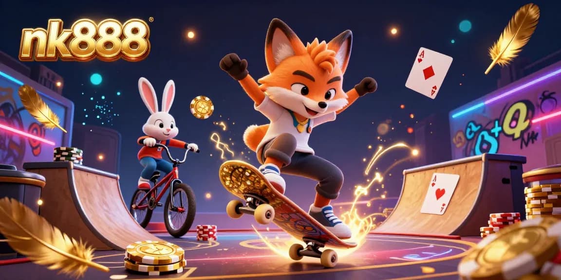Experience the thrill of nk888 with vibrant 3D casino action featuring cartoon characters and poker scenes.