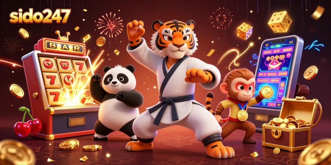 Experience the thrill of sido247 with a playful casino scene featuring charismatic animals and rewarding game elements.
