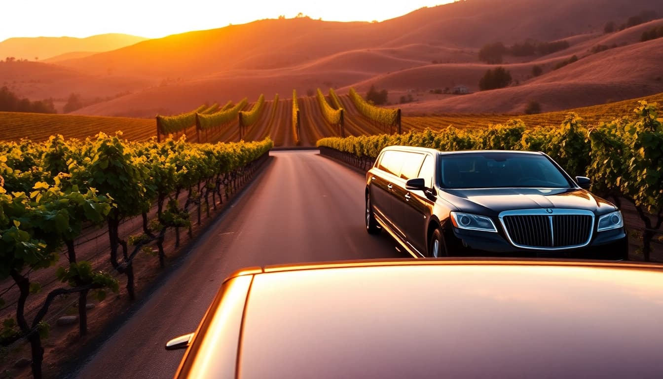 Enjoy a luxurious wine tour limo service in a beautiful vineyard setting.