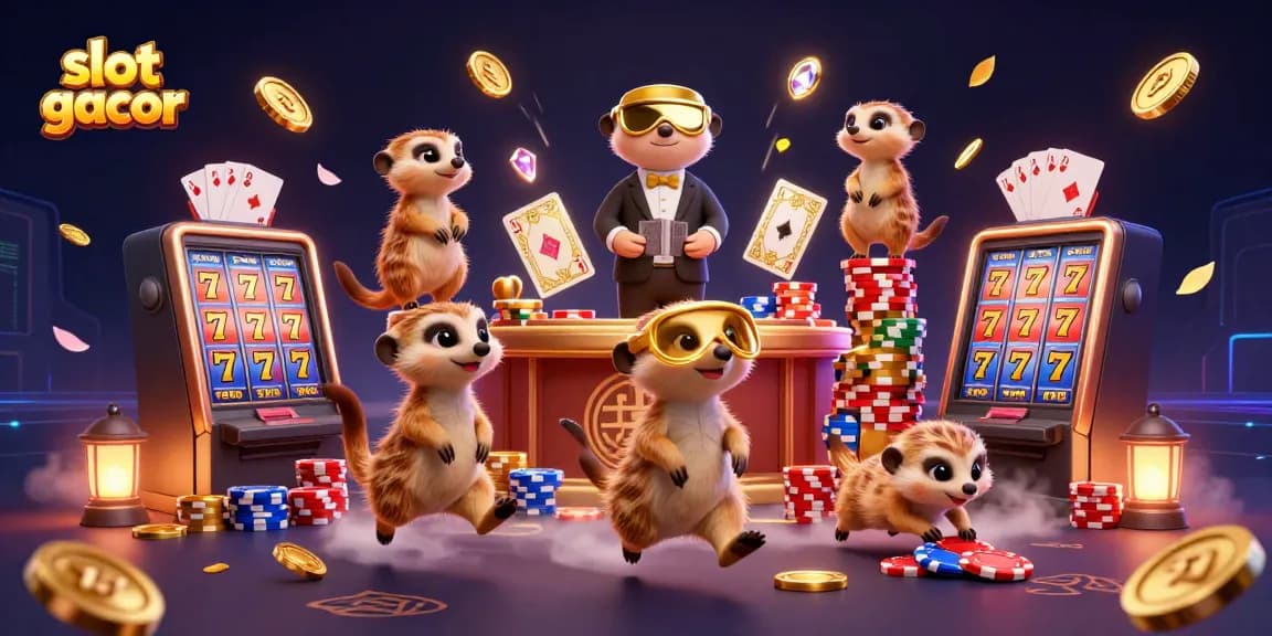 Slot gacor: Koloni meerkat 3D mengoperasikan kasino dengan banyak elemen visual dinamis.