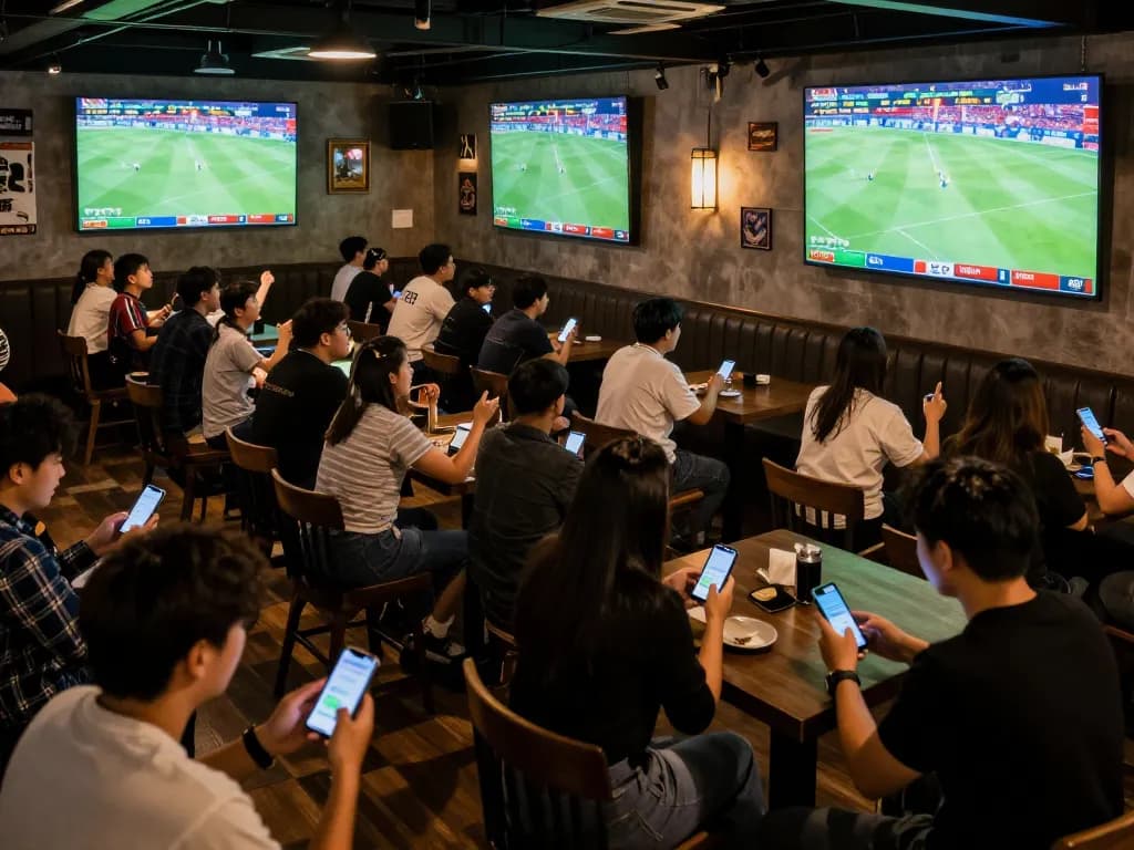 Bongdalu site interface visible on smartphone as sports fans engage in live betting during a match.