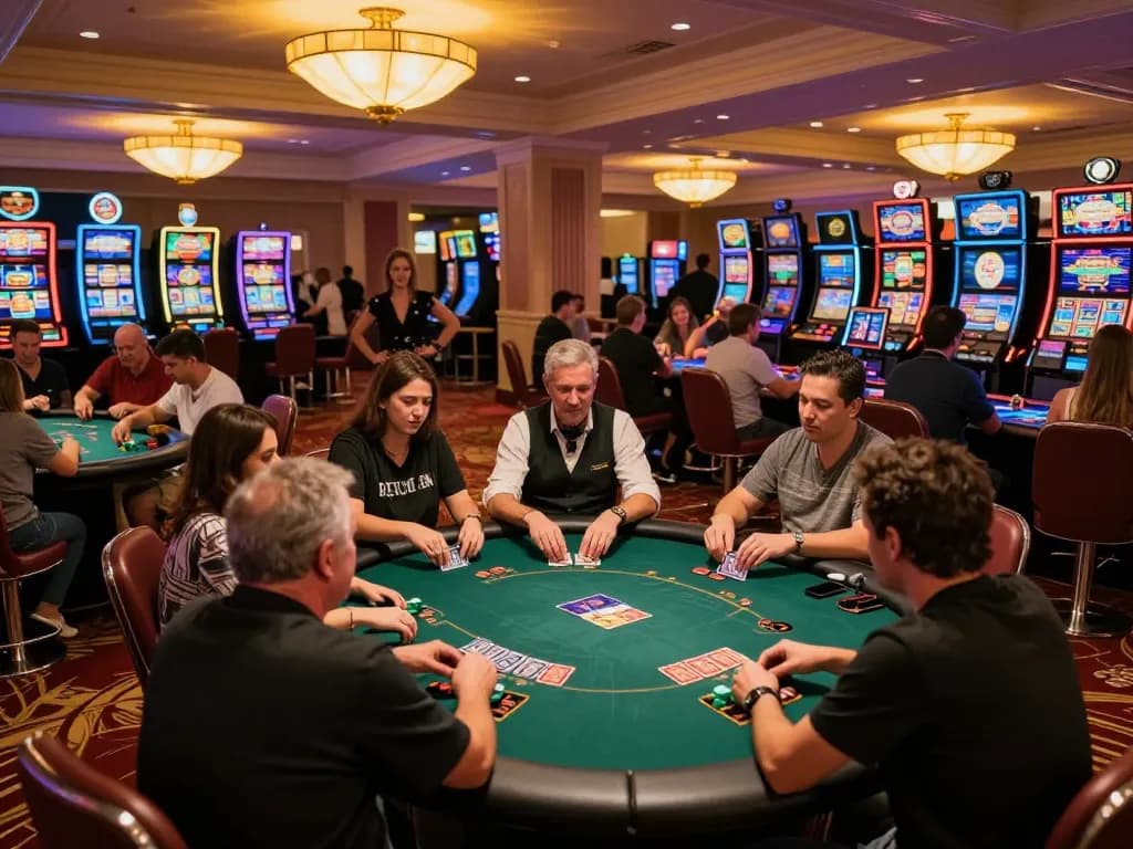 Players at the O8 casino enthusiastically betting during a poker game.