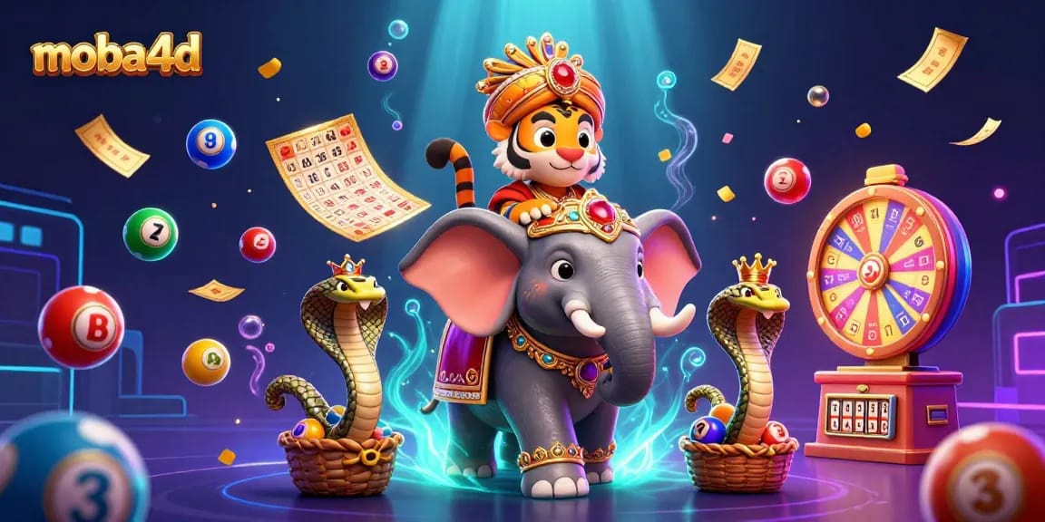 Experience the vibrant moba4d casino scene with a majestic maharaja tiger and a jewel-encrusted elephant.