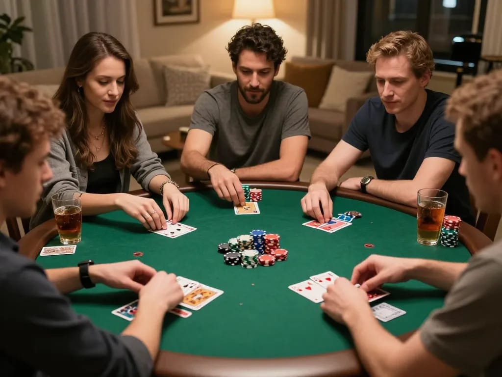 King Garuda poker night with focused players placing bets and enjoying games.
