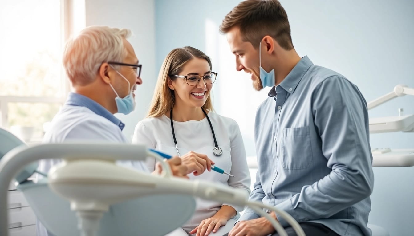 Engaged discussion about dental options in a newsmilelife consultation setting.