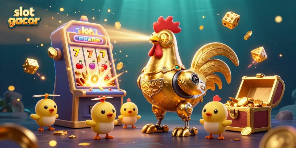Engage with the thrilling slot gacor gaming experience depicted in a vibrant 3D illustration showcasing exciting casino elements.