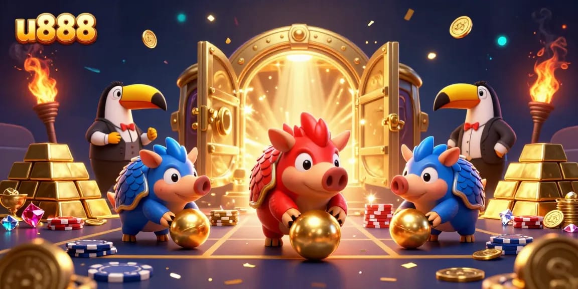 Experience the thrill of u888 with dynamic pangolins amidst dazzling casino treasures.