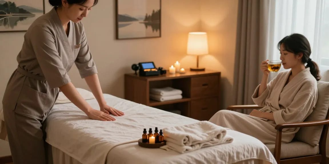 Experience comprehensive 종로출장마사지 services in a serene and inviting atmosphere, showcasing a relaxing massage setup.