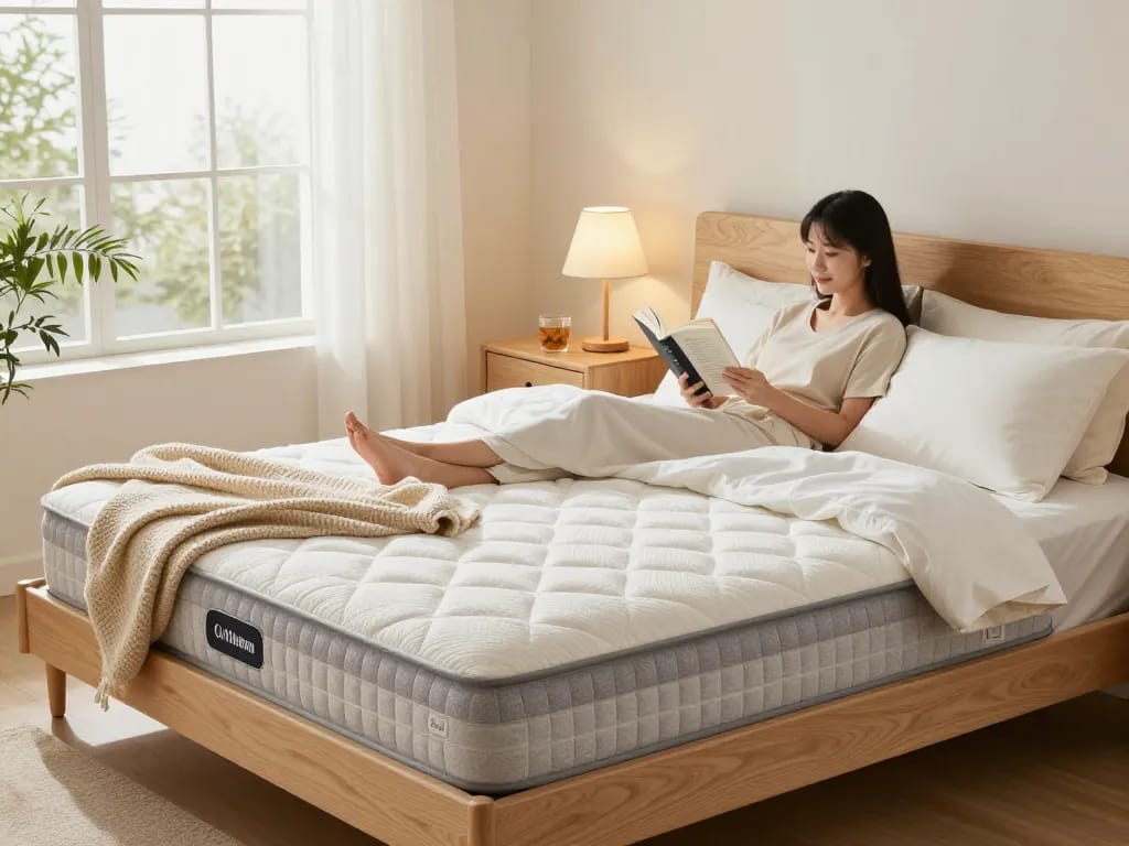 Orthopaedic mattress in a cozy bedroom setting, promoting comfort and relaxation.