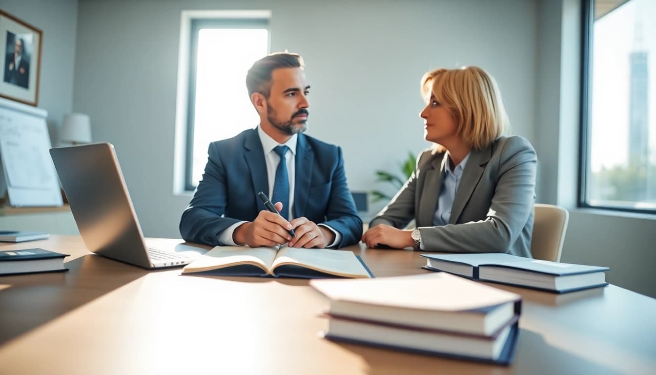 Consultation with a Clearwater truck accident lawyer in a bright office atmosphere.