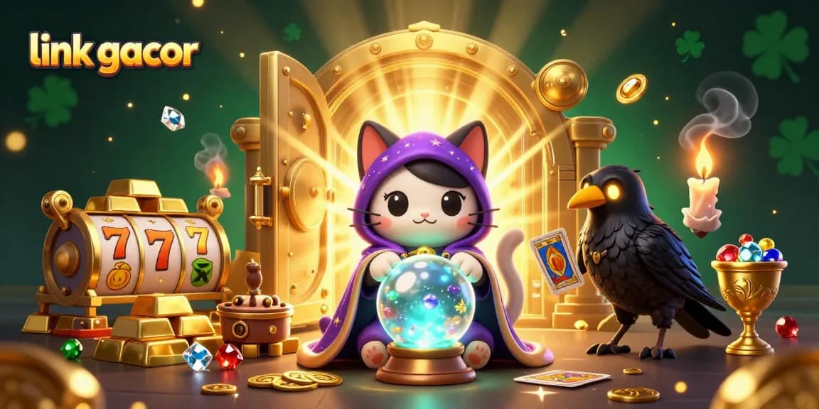 Experience gains with link gacor in a vibrant 3D gambling scene, featuring mystical themes and dynamic game elements.