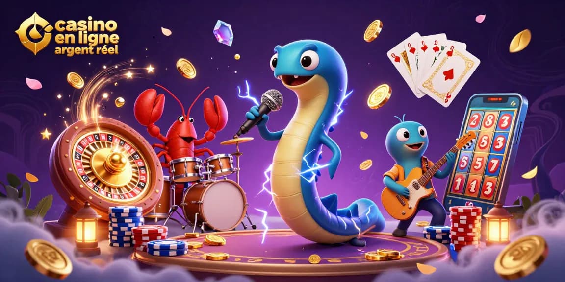 Jouer au casino en ligne argent réel avec une scène captivante de trois personnages au milieu d'un cadre dynamique.