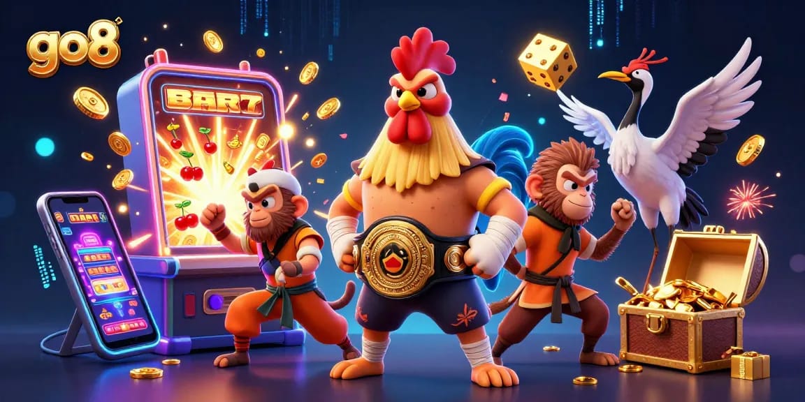 Engage in thrilling experiences at go8, showcasing exciting casino elements and dynamic characters.