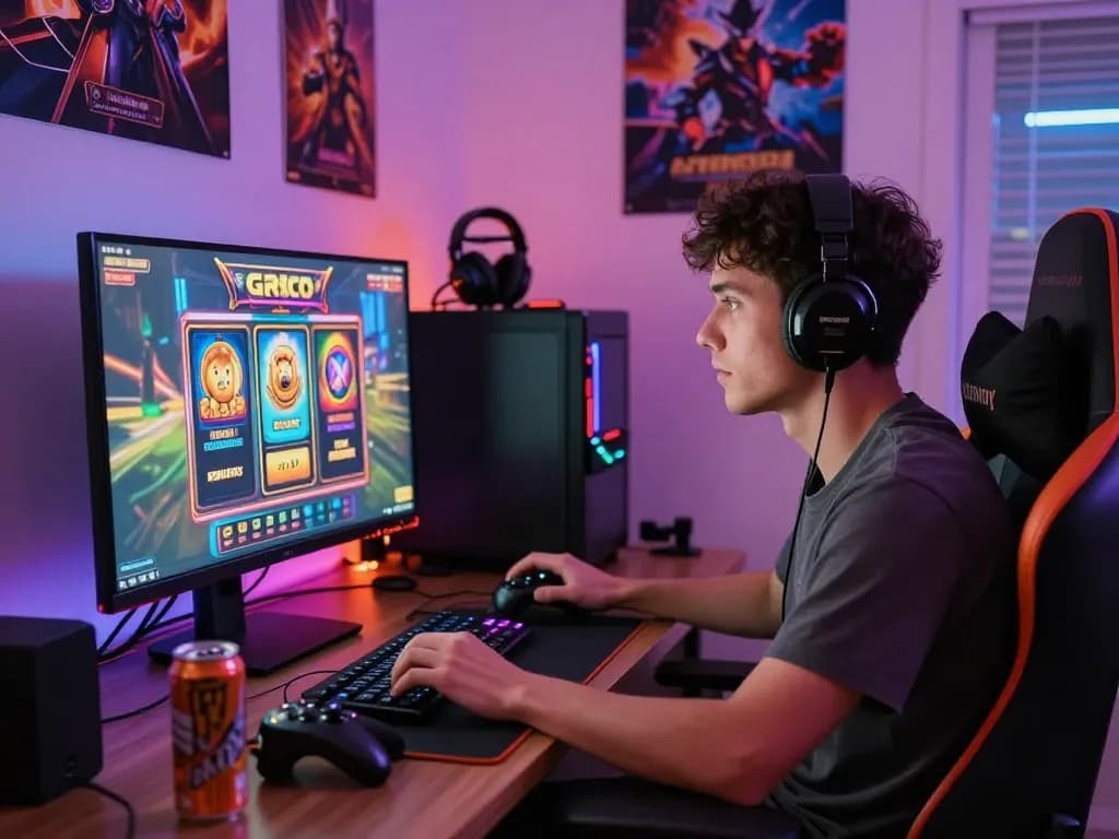 Gamer enjoying engaging slot gacor experience in a cozy setup.