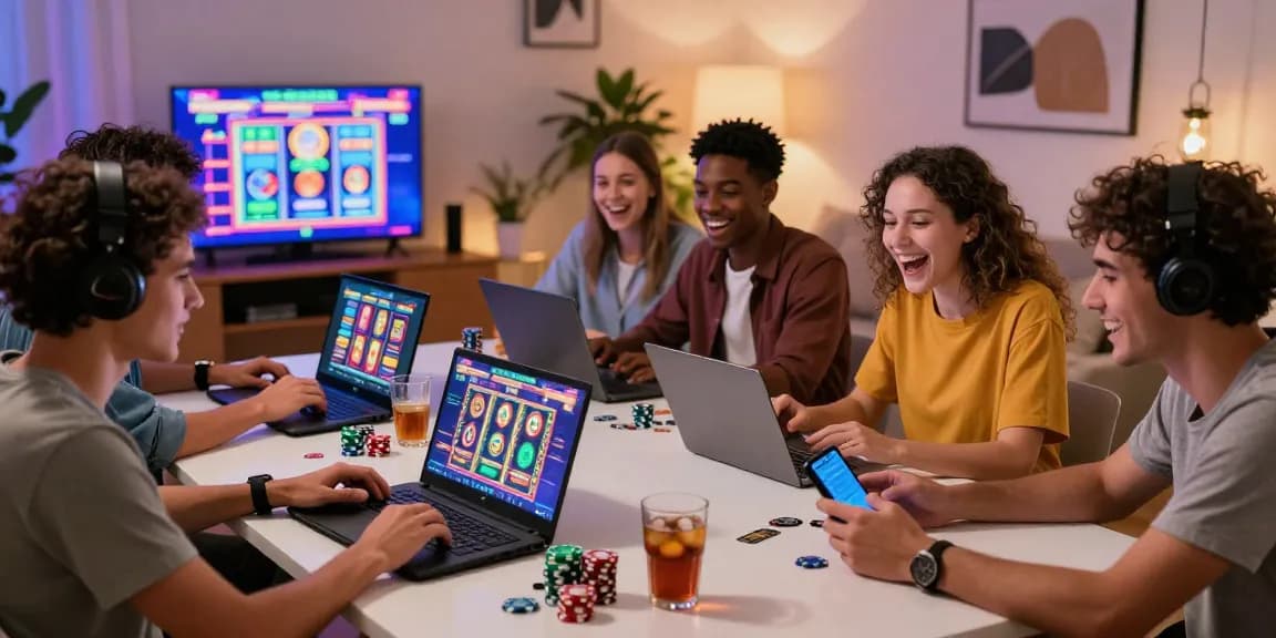 Friends enjoying an exciting gaming night at a credit card casino, showcasing fun and camaraderie.