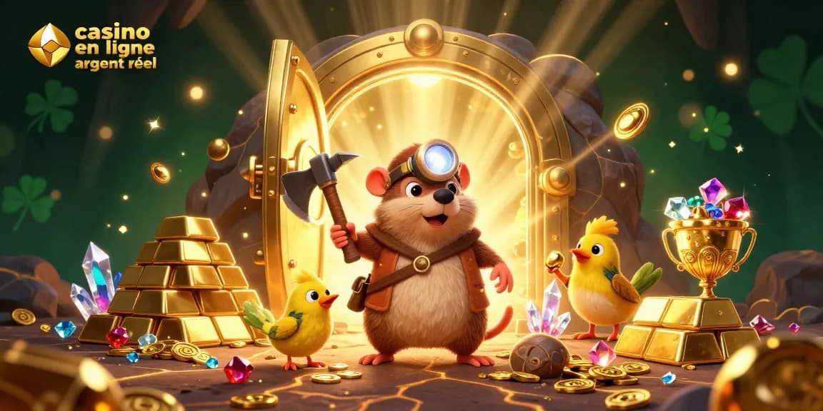 Découvrez l'excitation d'un casino en ligne argent réel avec notre illustration captivante de jeu, pleine de trésors.