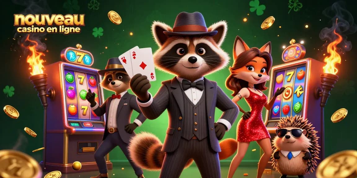 Découvrez l'excitation du nouveau casino en ligne avec des machines à sous vibrantes et des personnages captivants dans une scène 3D palpitante.