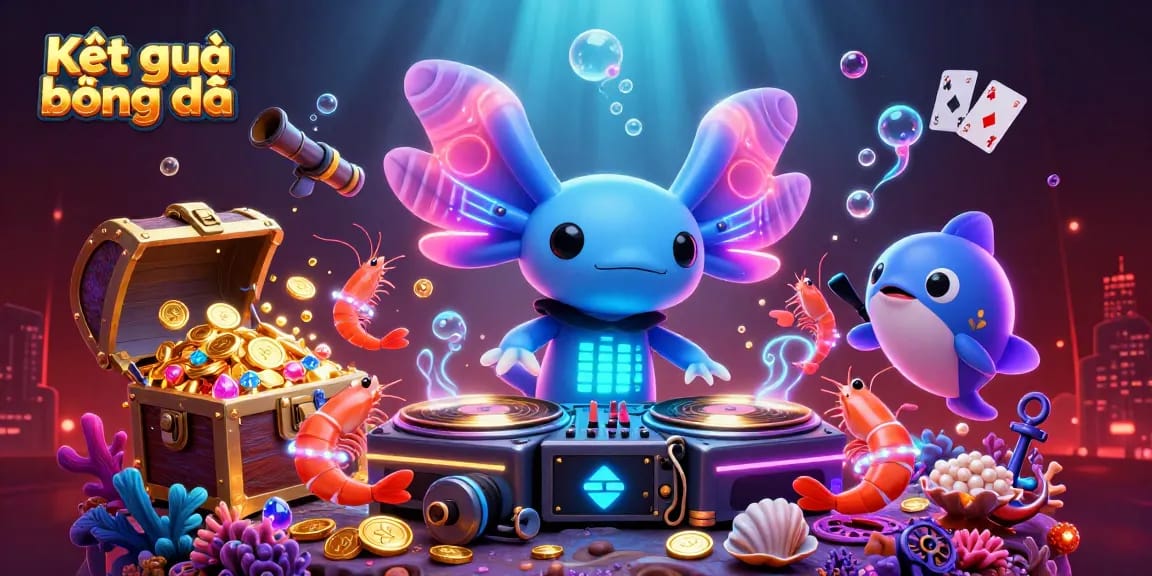 Watch Kết quả bóng đá unfold in this vibrant underwater casino scene with animated characters.