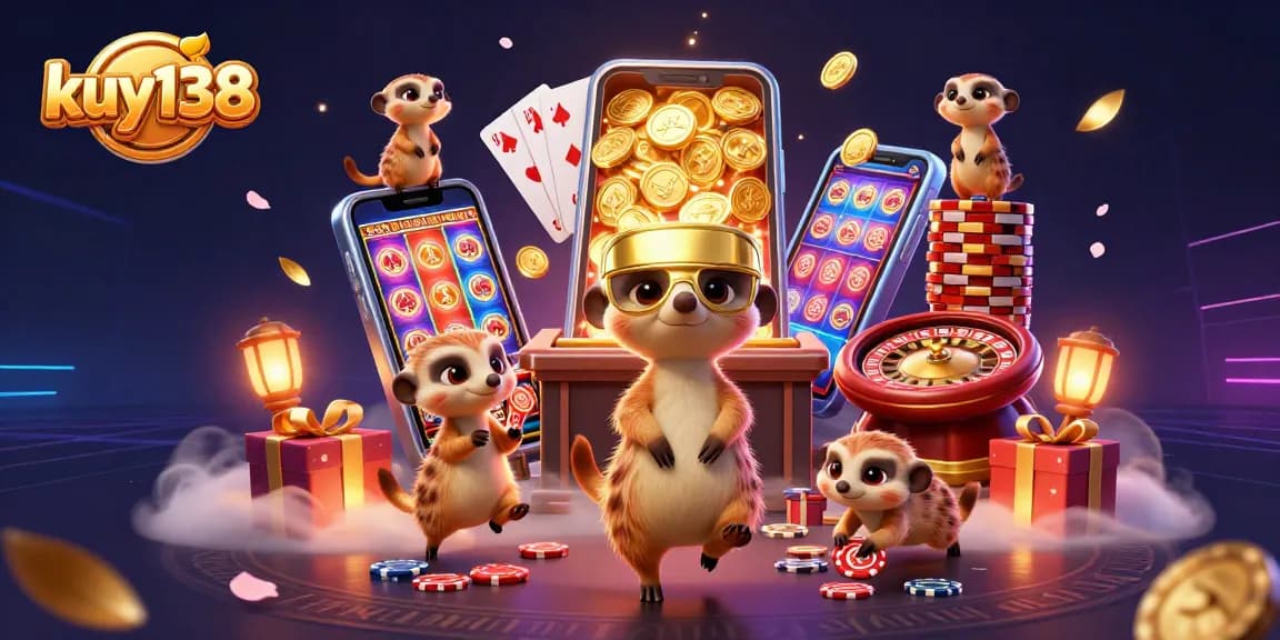 Meeerkat cerdas bermain di kasino kuy138 dengan banyak chip dan permainan menarik.