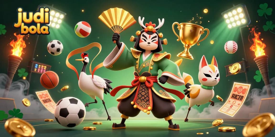 Experience dynamic judi bola action with 3D characters, sports elements, and vibrant atmosphere.
