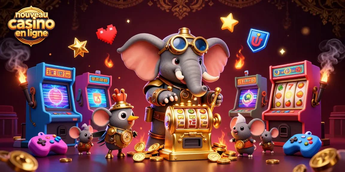 Découvrez l'action au nouveau casino en ligne avec un éléphant steampunk et des machines à sous vibrantes.