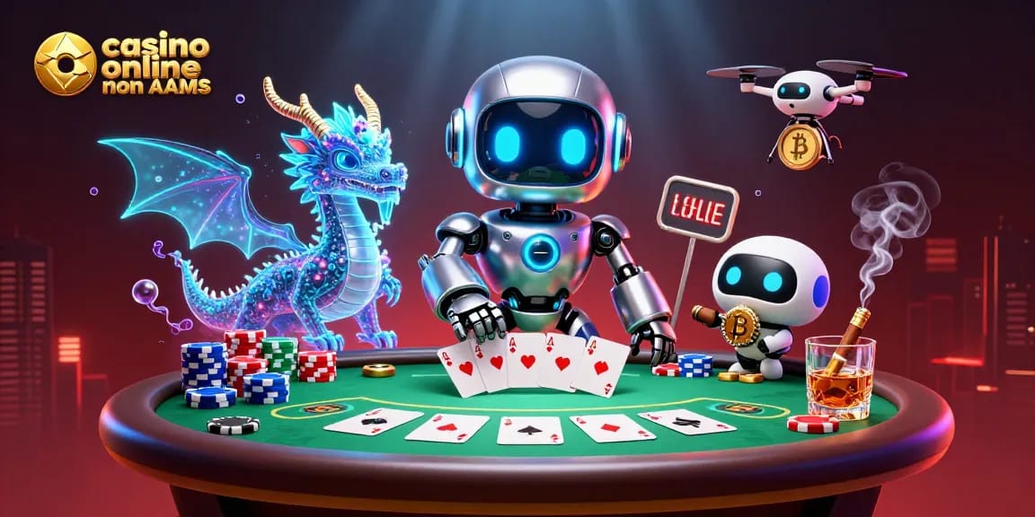 Giocare in un casino online non AAMS con un robot cyberpunk e un drago olografico