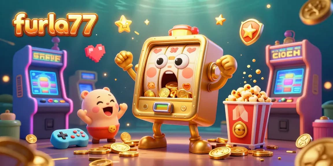 Experience thrilling wins with furla77's joyful slot machine and cheerful golden coins pouring out in vibrant colors.