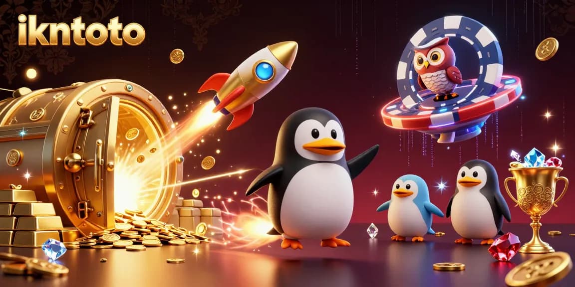 Experience thrilling action at ikntoto as a golden penguin conquers space toward a casino station.