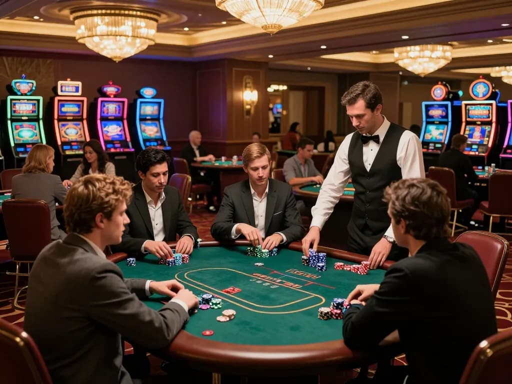 Players engaging in a high-stakes poker game at RR88co casino, showcasing excitement and strategy.