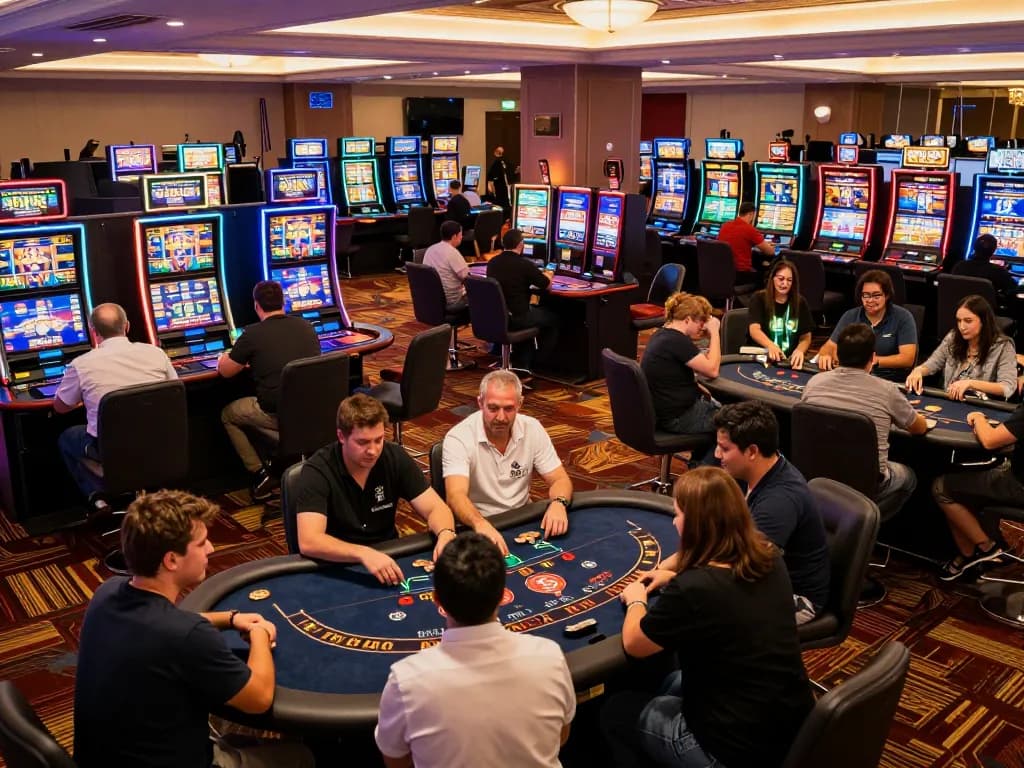 Players engage in thrilling games at ilvidx casino with vibrant atmosphere and live dealer tables