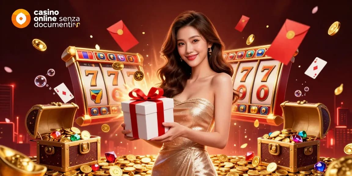 Scopri il brivido del casino online senza documenti con una elegante donna asiatica in un ambiente raffinato ricco di emozioni e premi.