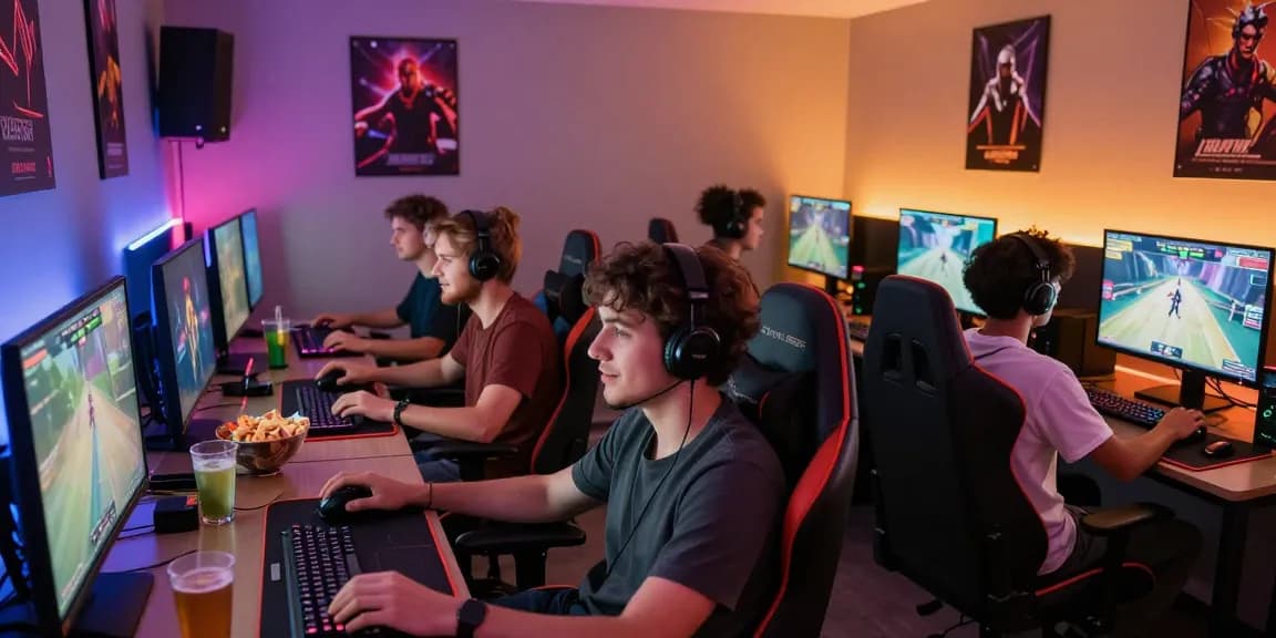 Friends enjoying gaming on CIKA4D platform in a vibrant lounge setting.