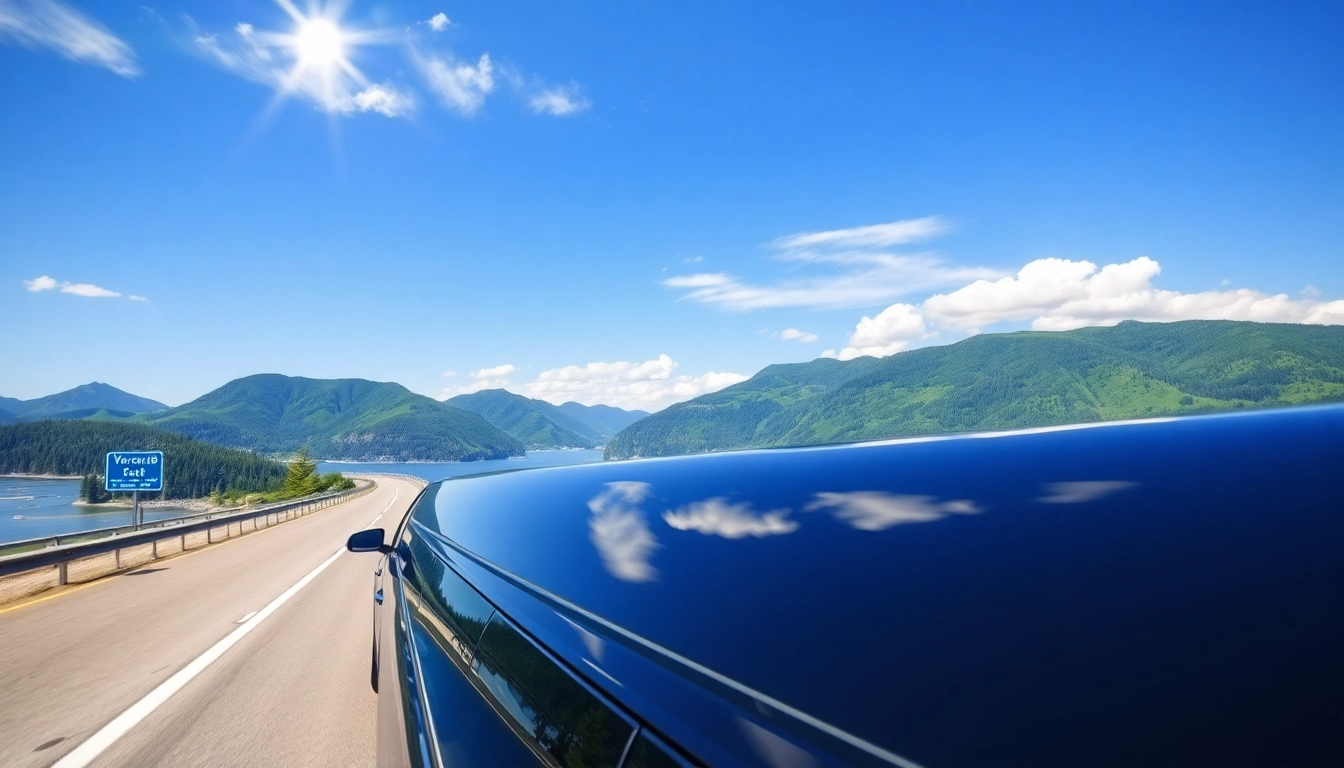 Limo Vancouver to Seattle showcasing luxurious travel on a scenic highway.