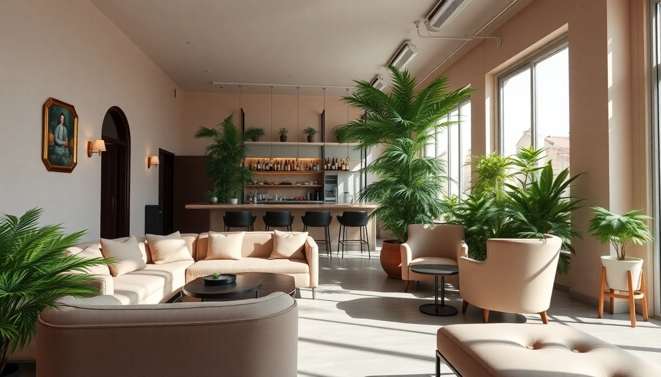 Engaging cannabis club scene in Lloret de Mar featuring lush decor and elegant seating.